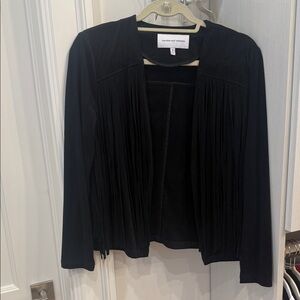 cupcakes & cashmere Black Fringe Blazer